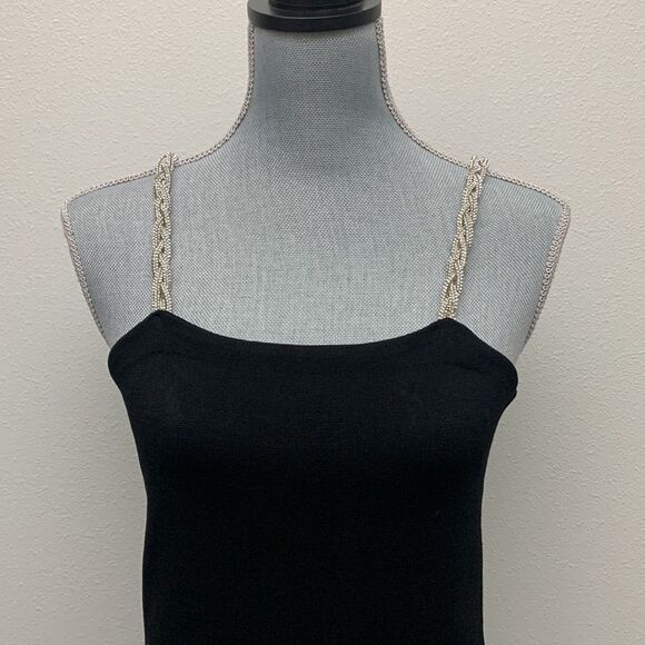 CAMILA Coelho Black Dress with braided straps with rhinestone women’s size M